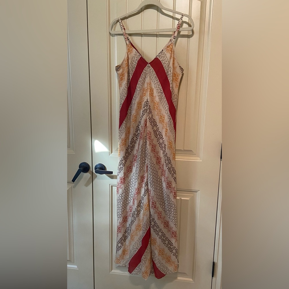 Vince Camuto Red and Tan Maxi Dress